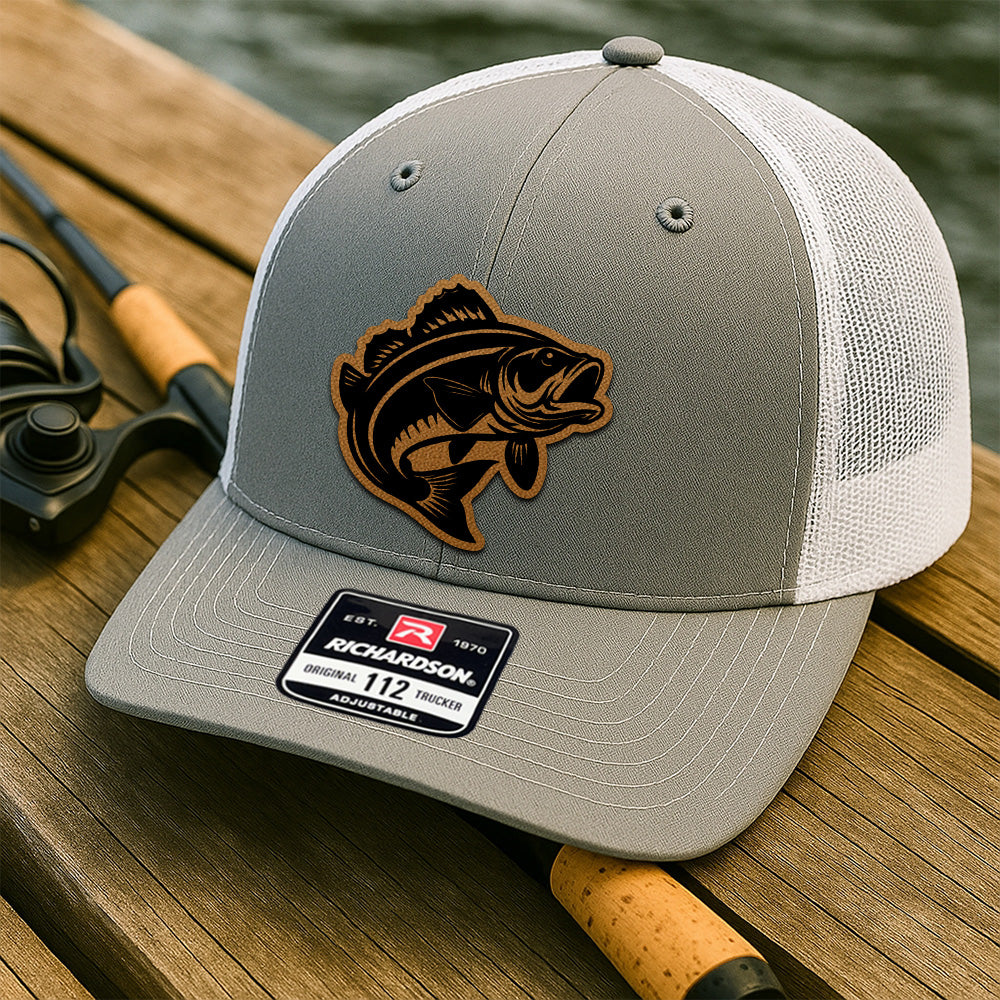 Custom Fishing Trucker Hat – Personalized Laether PatchGift for Fishermen, Dads THUC99MF28