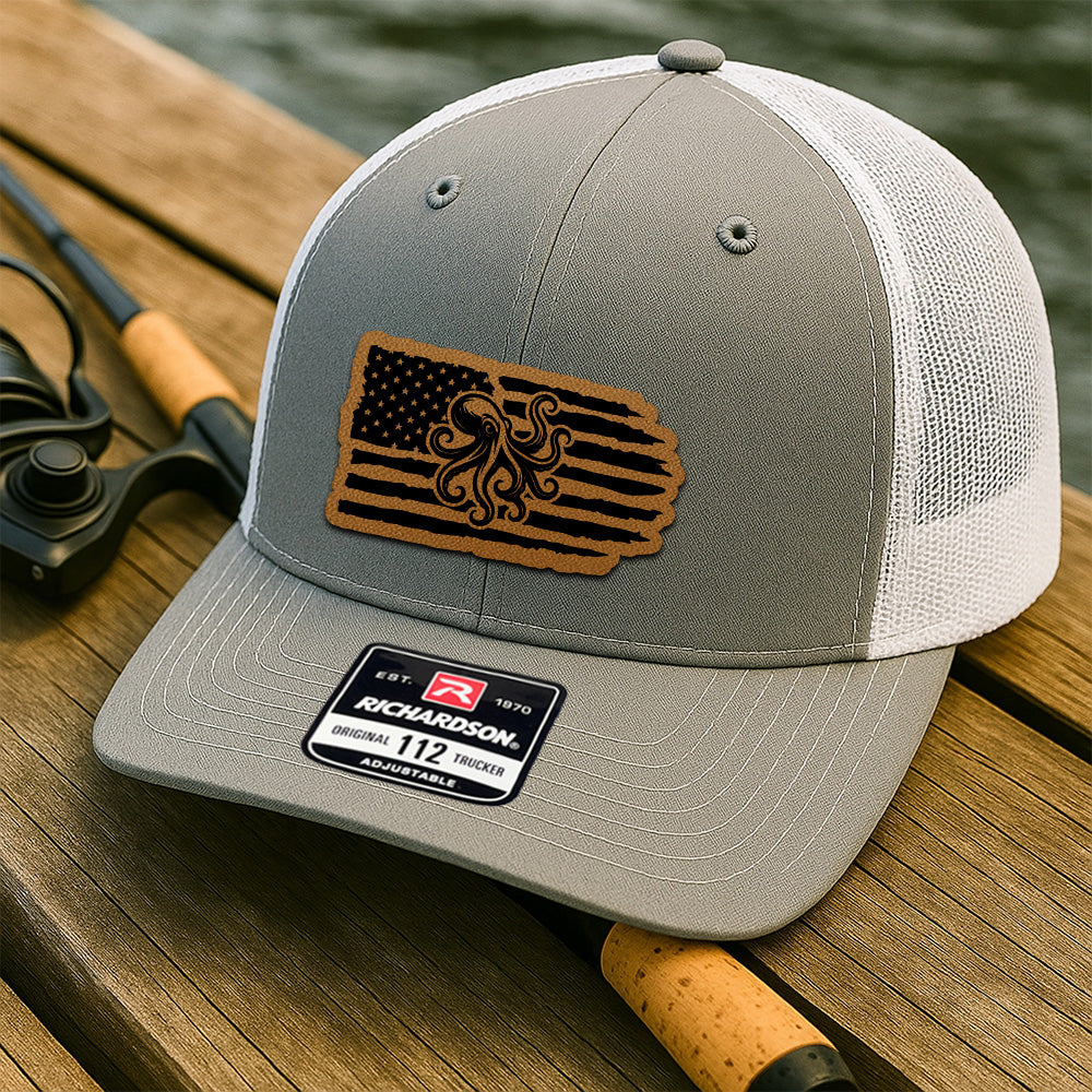 Personalized Fishing American Flag Hat – Custom Leather Patch Hat Gift For Fishman THUC99MF03