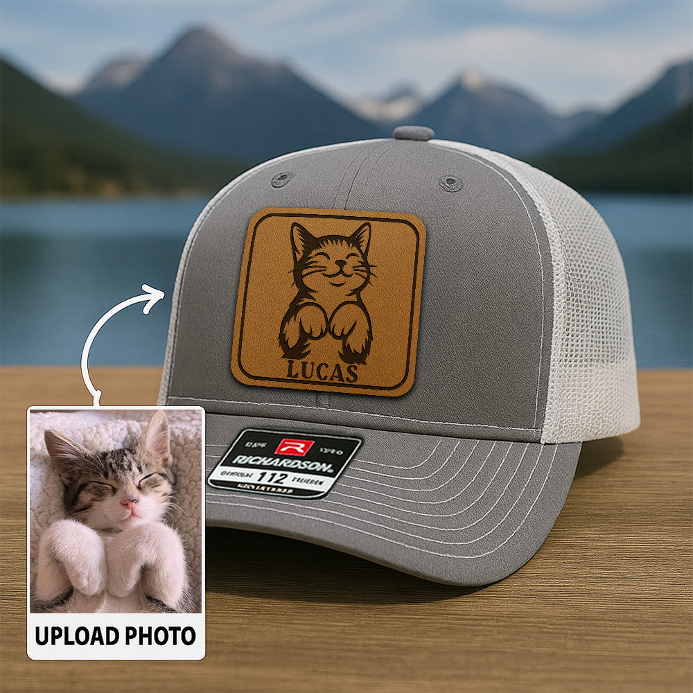 Custom Cat Photo Trucker Hat | Personalized Cat Photo Hat For Cat Owners | Cat Lovers Gift TNGANSP039