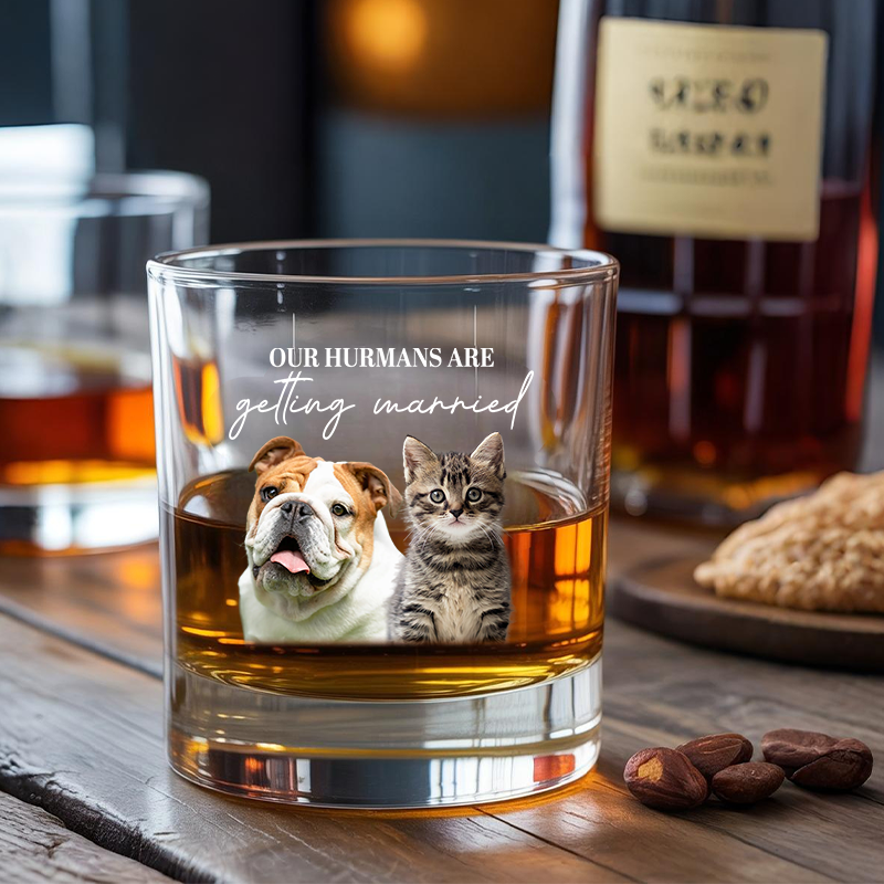 Personalized My Humans Are Getting Married Whiskey Glass, Custom Dog Engagement Glass, Custom Pet Wedding Gift