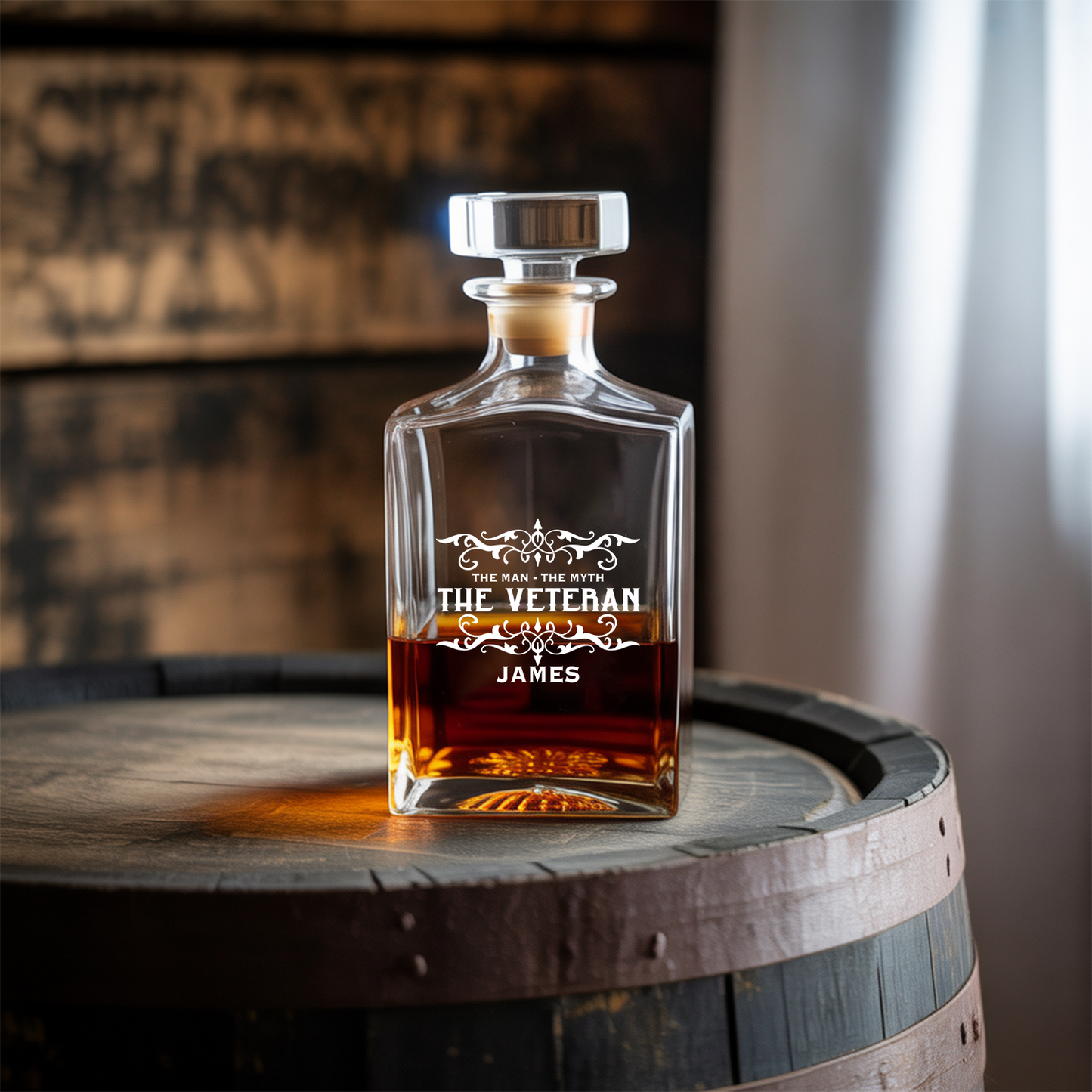 Personalized The Man The Myth The Legend Decanter and Glasses Set, Patriotic Gift for Veterans, Gift For Independence Day TND093