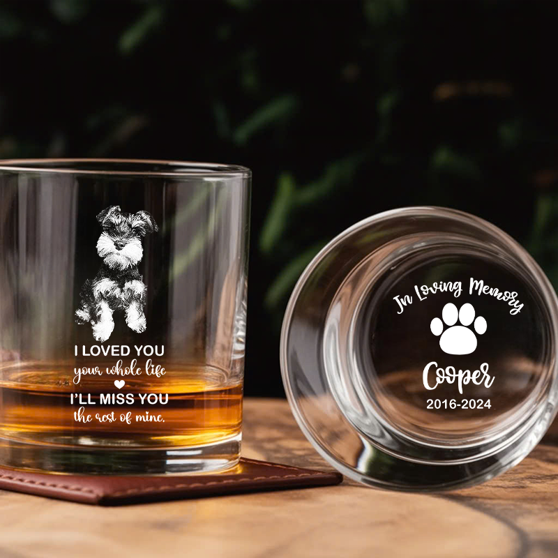 Custom Photo Dog Memorial Whiskey Glass Gift, I Loved You Your Whole Life, Pet Sympathy, Pet Loss, Cat Memorial, Loss of Dog Gift TNG202