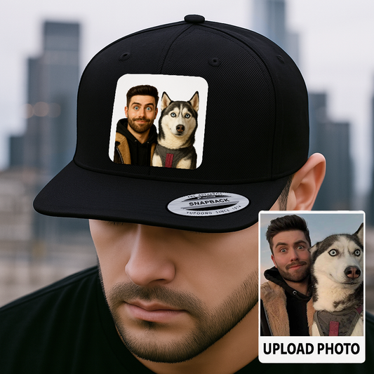Custom Dog Lover Trucker Hat – Personalized Cap with Pet Photo on Leather Patch – Gift for Pet Owners TH9916