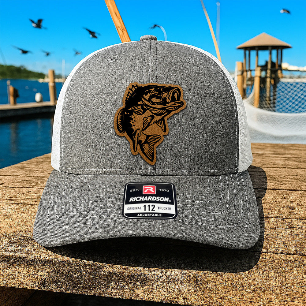 Custom Fishing Cap with Leather Patch – Personalized Gift for Father, Grandpa, or Fisherman THUC99MF36