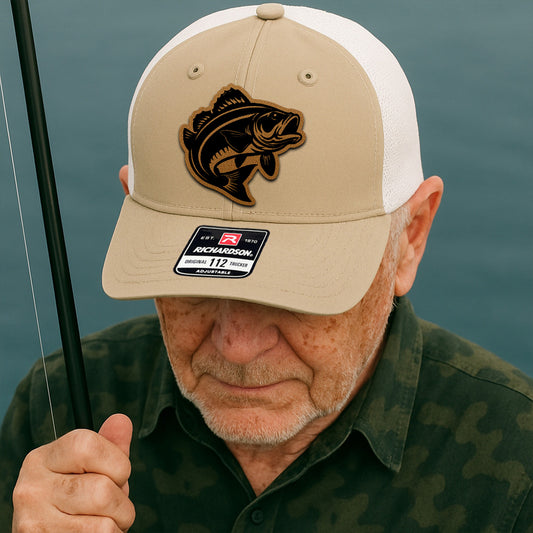 Custom Fishing Cap with Leather Patch – Personalized Gift for Father, Grandpa, or Fisherman THUC99MF36