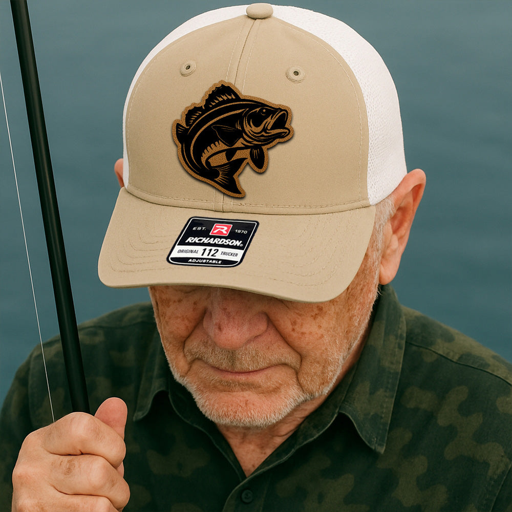 Custom Fishing Trucker Hat – Personalized Laether PatchGift for Fishermen, Dads THUC99MF28
