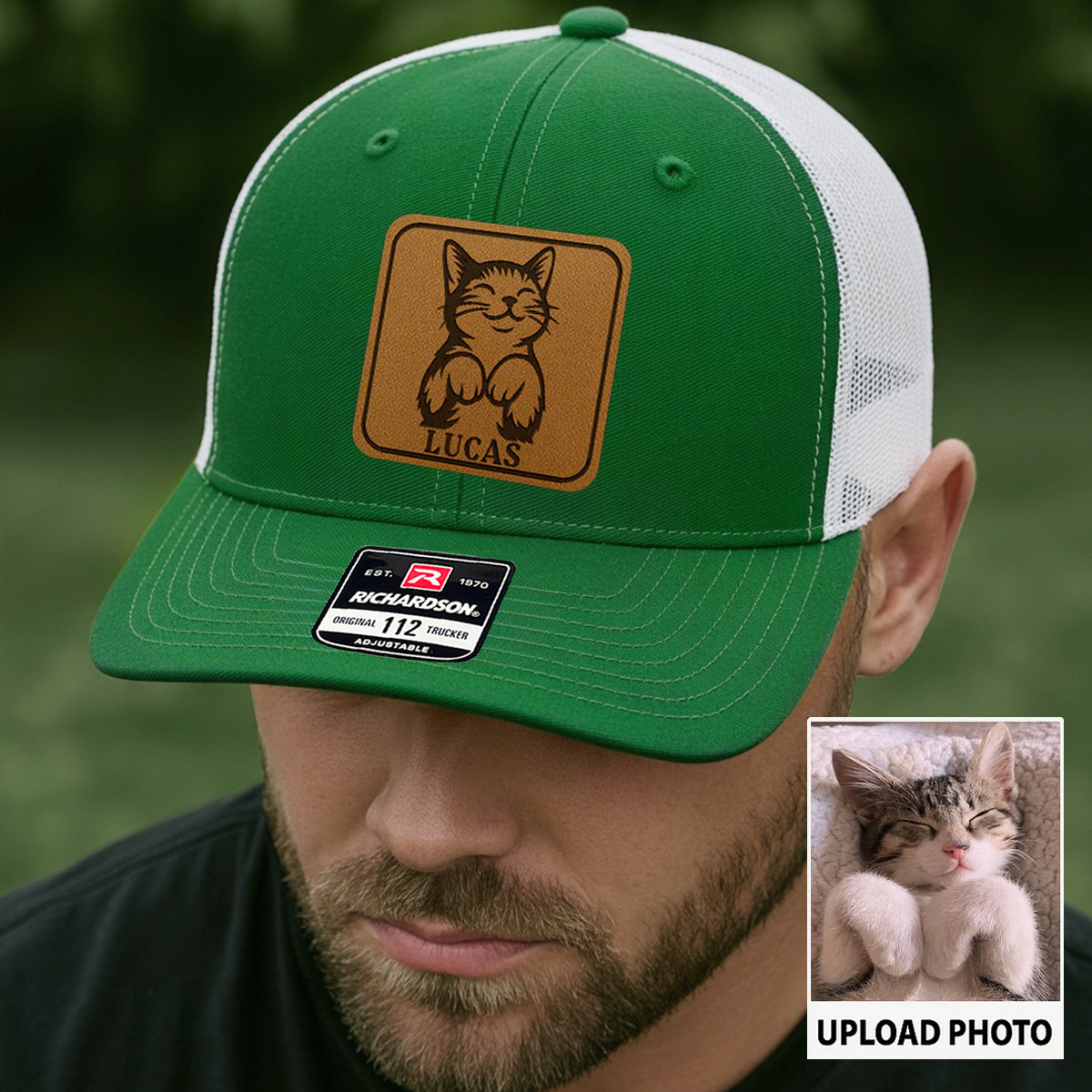 Custom Cat Photo Trucker Hat | Personalized Cat Photo Hat For Cat Owners | Cat Lovers Gift TNGANSP039