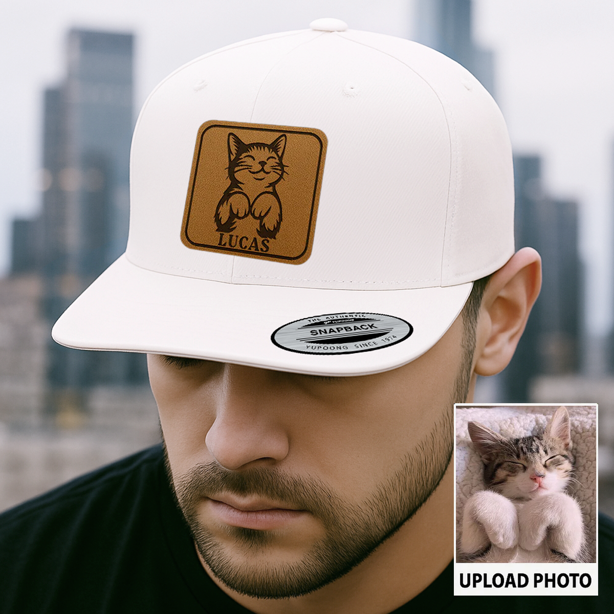 Custom Cat Photo Trucker Hat | Personalized Cat Photo Hat For Cat Owners | Cat Lovers Gift TNGANSP039