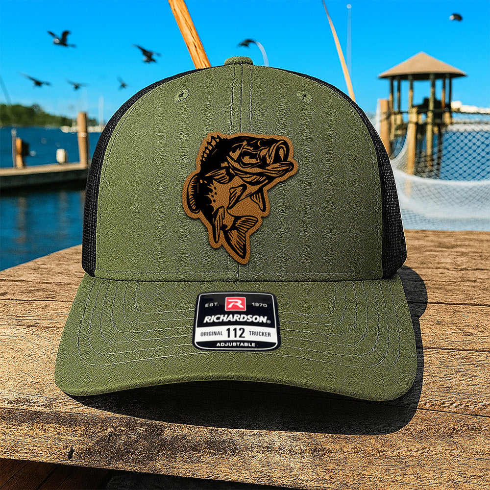 Custom Fishing Cap with Leather Patch – Personalized Gift for Father, Grandpa, or Fisherman THUC99MF36