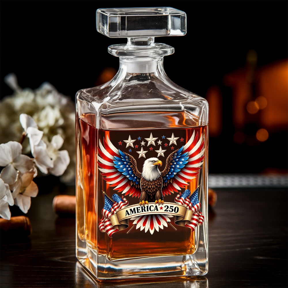 Personalized 250 Years USA Whiskey Decanter Set, Patriotic Gift THUC99
