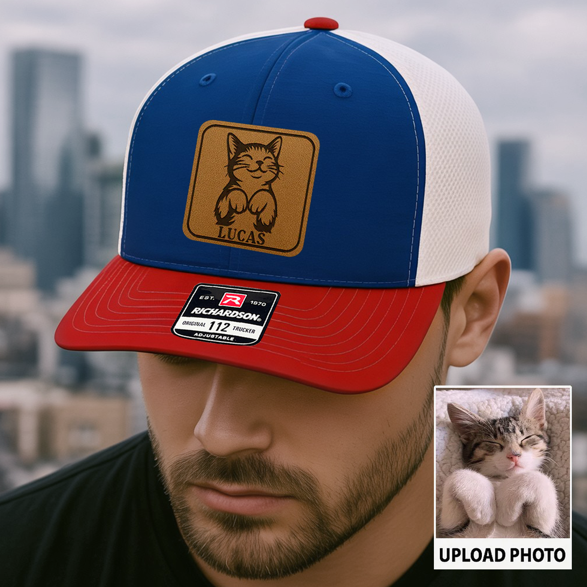 Custom Cat Photo Trucker Hat | Personalized Cat Photo Hat For Cat Owners | Cat Lovers Gift TNGANSP039