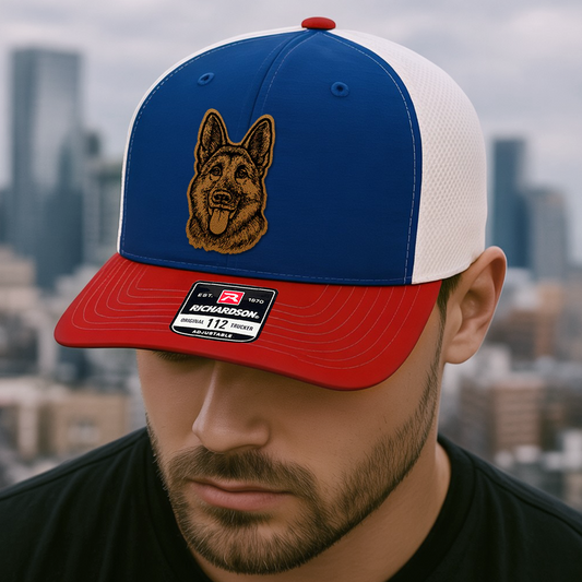 Custom Pet Photo Trucker Hat – Personalized Leather Patch Hat – Dog Portrait Gift – Custom Pet Face Hat Thuc994