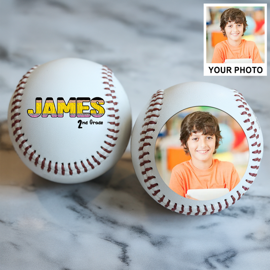 Custom Photo Back to School Kids Baseball | Cute Back to School Baseball | Gift For Kid TNBA027