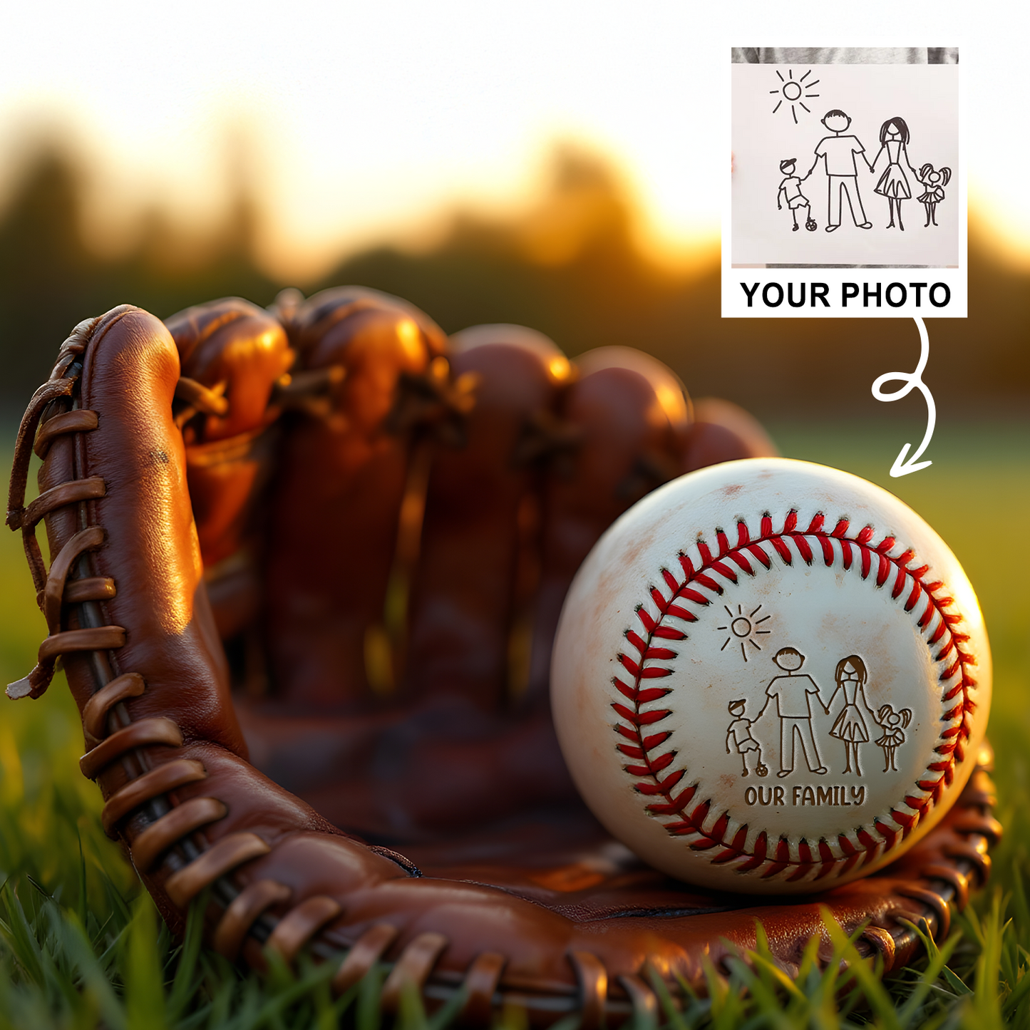 Custom Kids Drawing Baseball Ball, Portrait Photo Gift, Gift For Kid, Back to School TNBA025