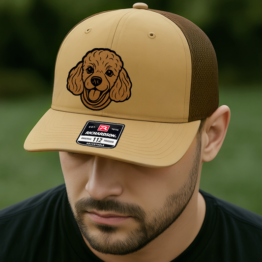 Custom Pet Photo Trucker Hat – Personalized Leather Patch Hat – Dog Portrait Gift – Custom Pet Face Hat P99A11