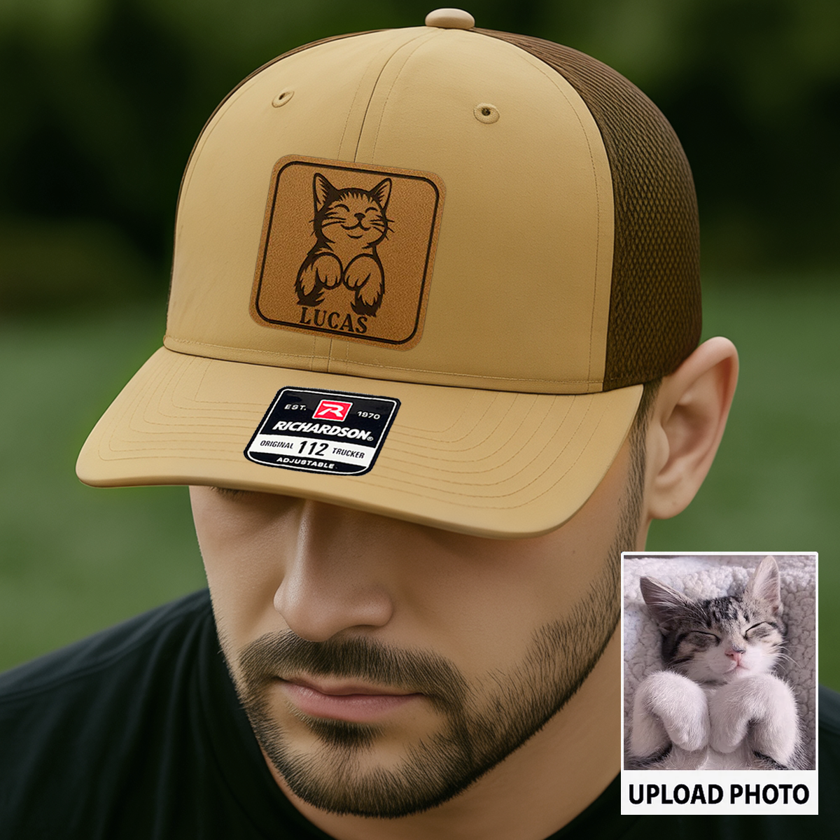 Custom Cat Photo Trucker Hat | Personalized Cat Photo Hat For Cat Owners | Cat Lovers Gift TNGANSP039