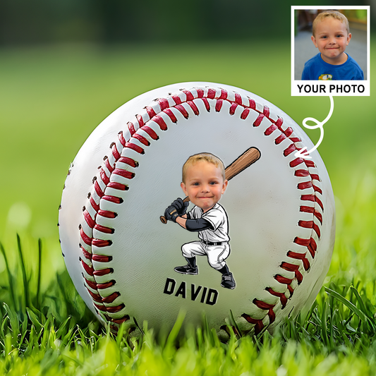 Custom Photo Baseball Gift with Kid's Name | Custom Face Baseball | Funny Gift | Back To School Gift TNBA028