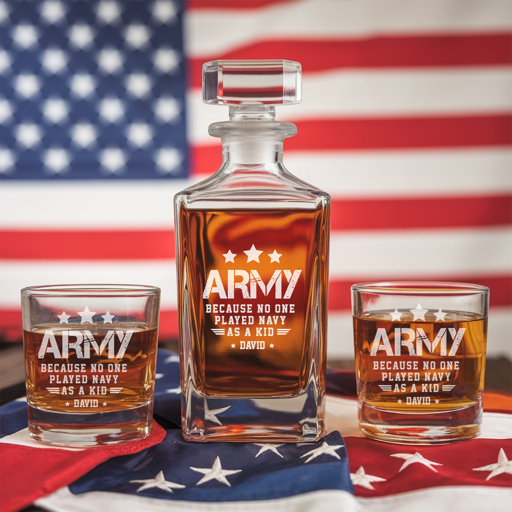 Army Because No One Ever Played Navy As A Kid Whiskey Decanter NGOC99