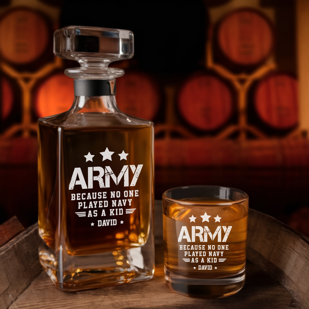 Army Because No One Ever Played Navy As A Kid Whiskey Decanter NGOC99