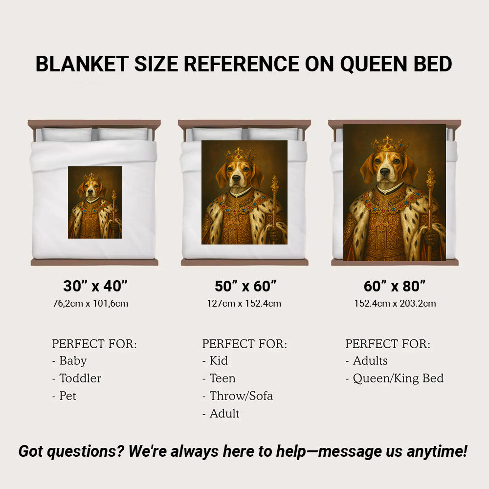 Custom Photo Dog King Royal Blanket Gift For Dog Lover