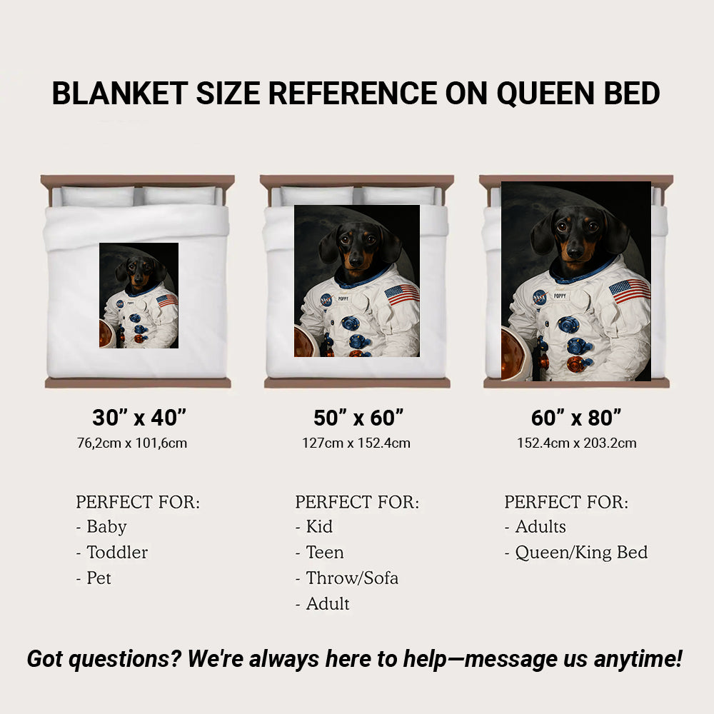 Custom Photo Dog Astronaut Blanket Gift For Dog Lover