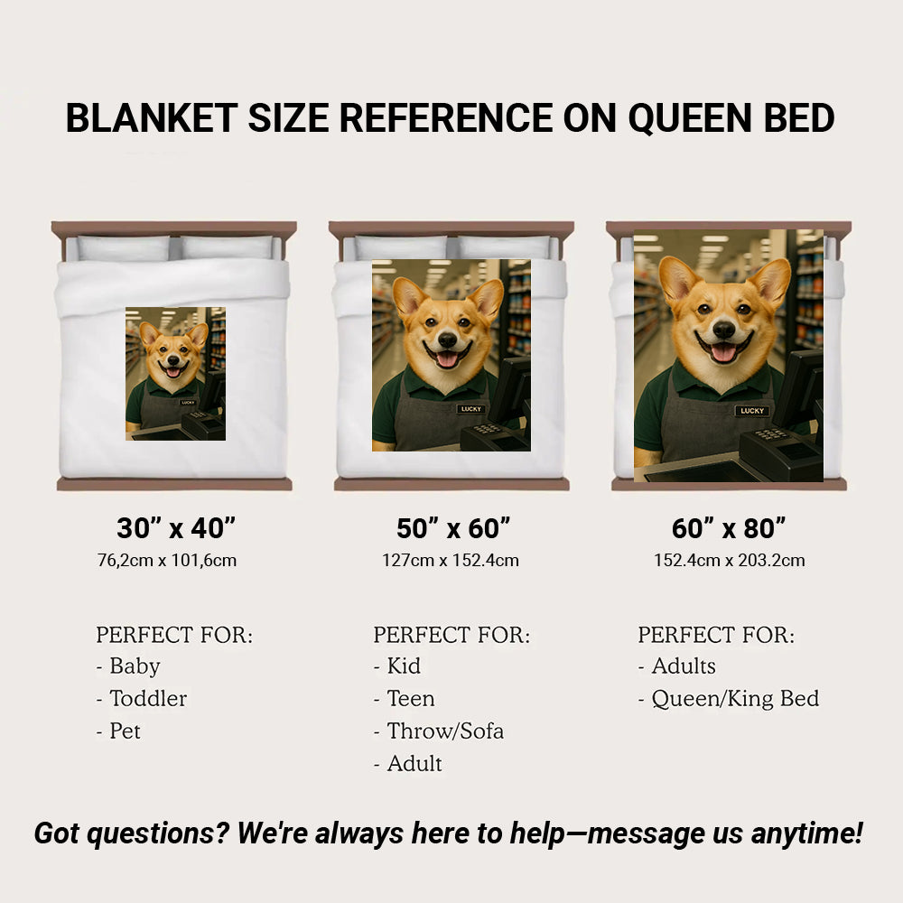 Custom Photo Cashier Dog BlanketGift For Dog Lovers