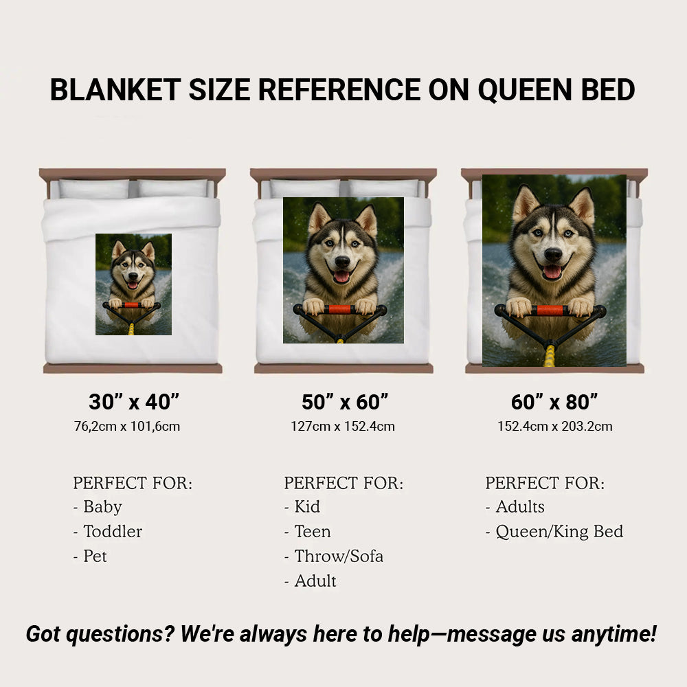 Custom Photo Water Ski Dog BlanketGift For Dog Lovers