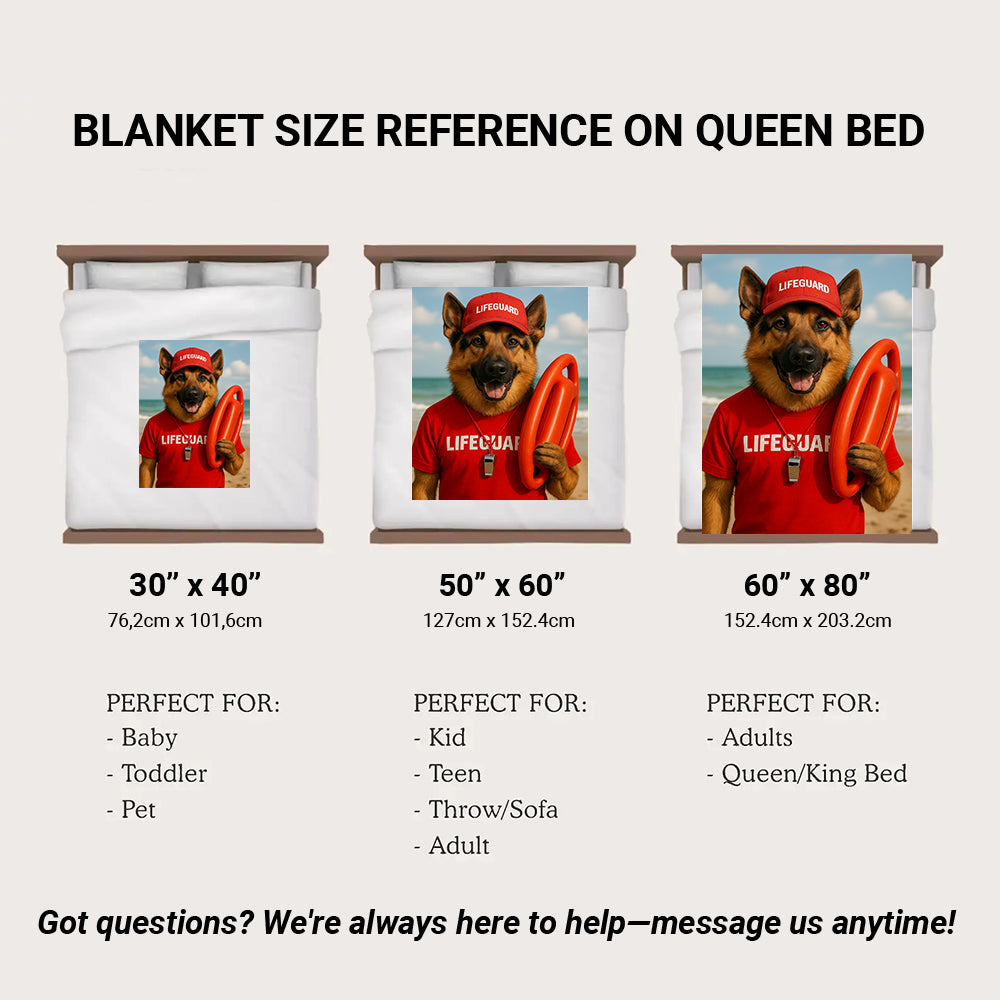Custom Photo Lifeguard Dog BlanketGift For Dog Lovers