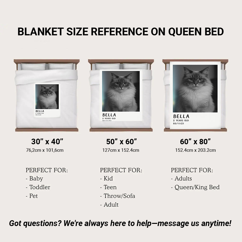 Custom Photo Polaroid Film Blanket Gift For Cat Lovers