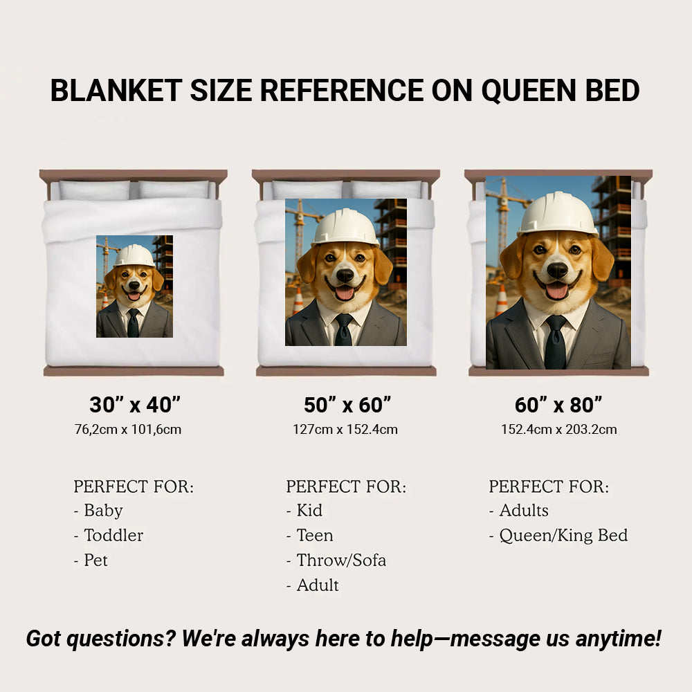 Custom Photo Engineer Construction Dog BlanketGift For Dog Lovers