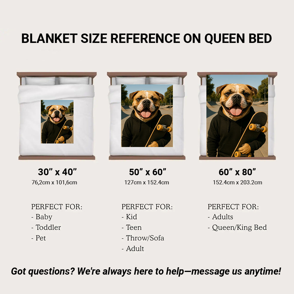 Custom Photo Skater Skateboard BlanketGift For Dog Lovers