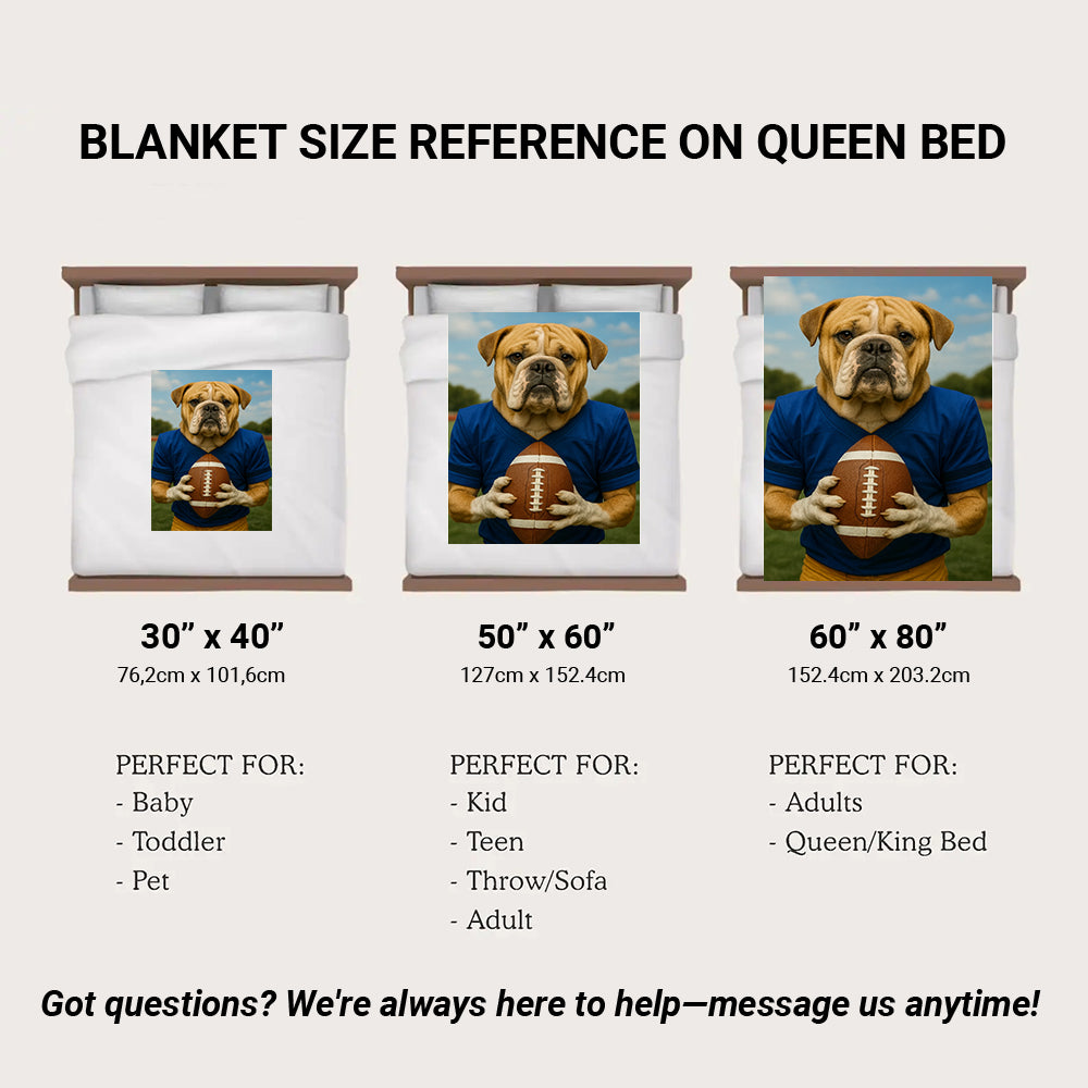 Custom Photo Football Player Dog BlanketGift For Dog Lovers