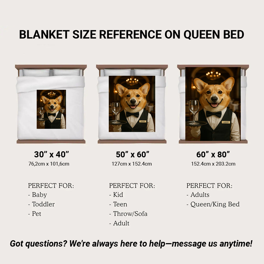 Custom Photo Dog Waiter Restaurant BlanketGift For Dog Lovers