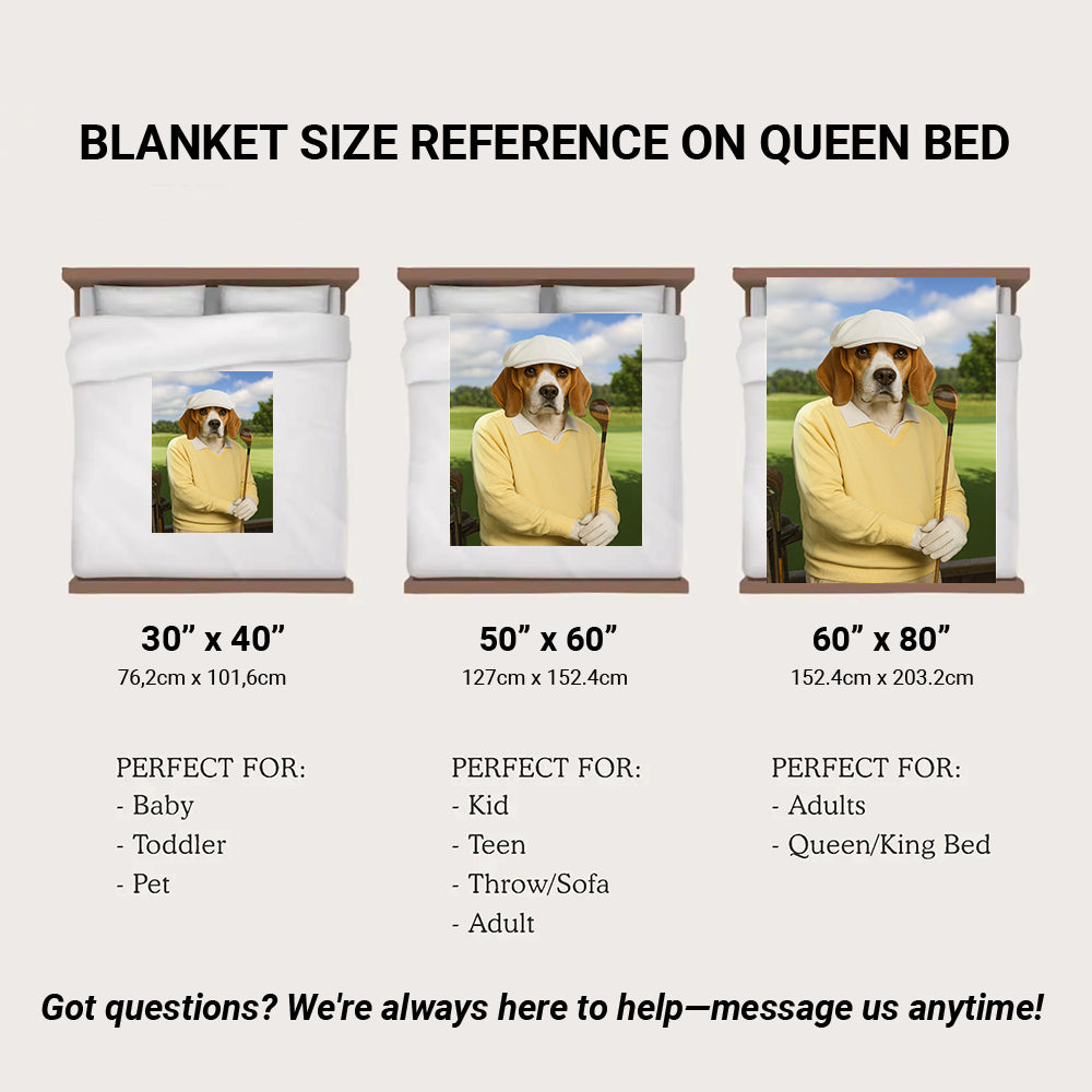 Custom Photo Golfer Dog BlanketGift For Dog Lovers