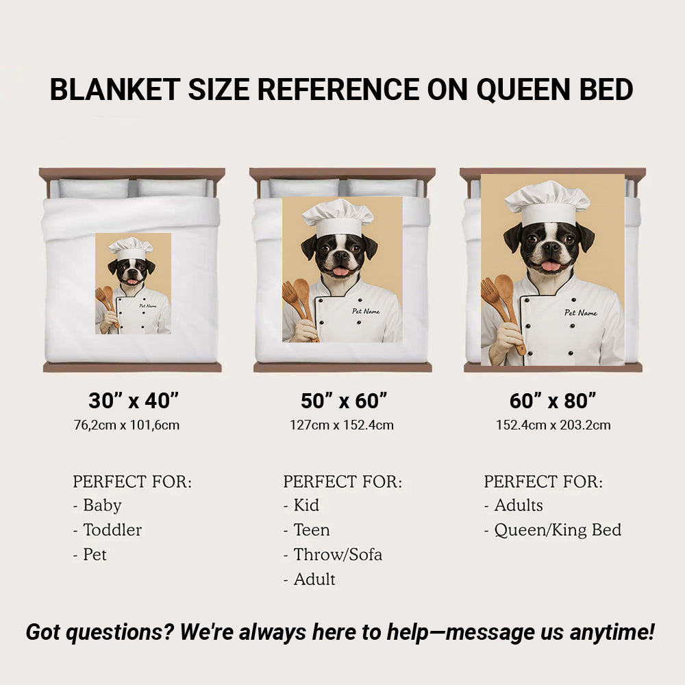 Custom Dog Chef Potrait BlanketGift For Dog Lovers