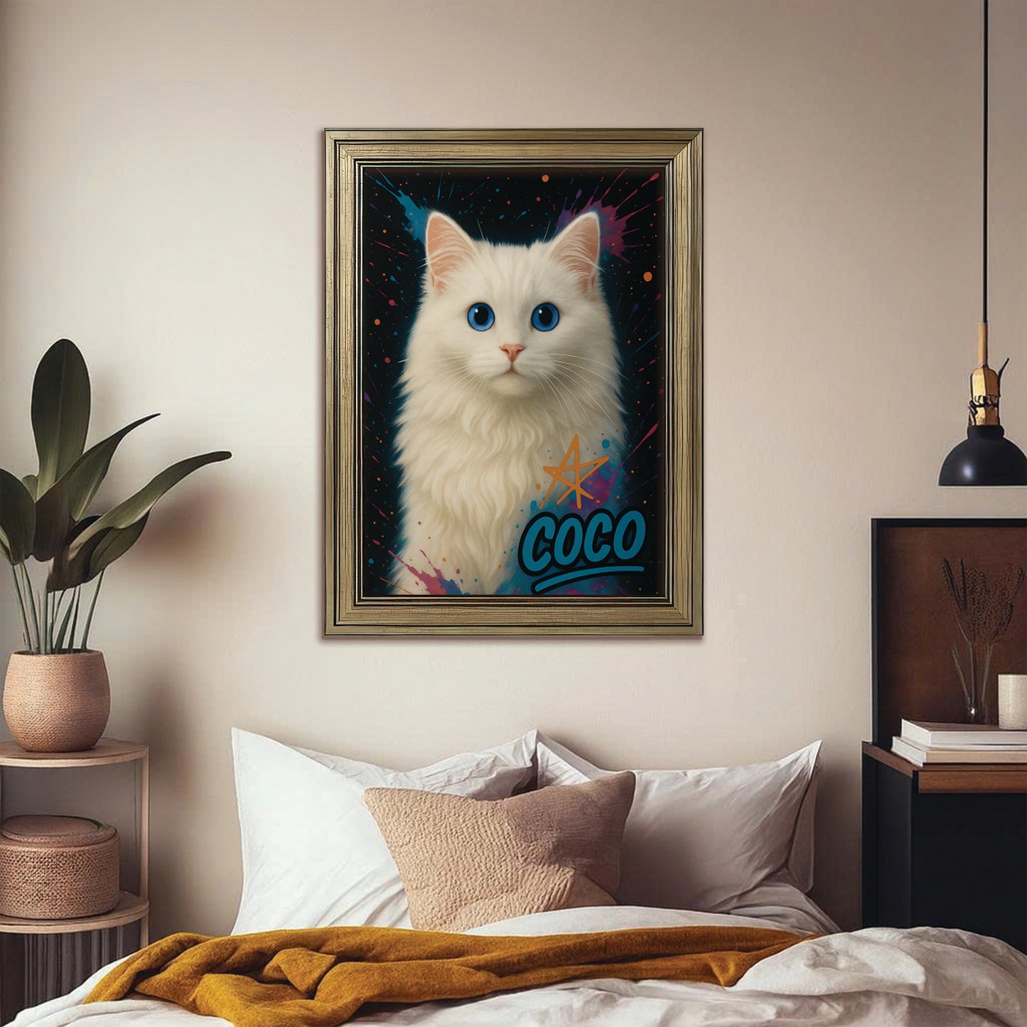 Custom Cat Pet Portrait Contemporary Canvas Framed Wall Art
