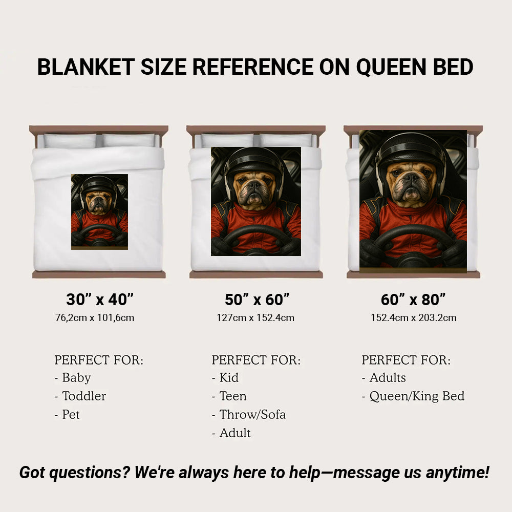 Custom Photo Racing Driver Dog BlanketGift For Dog Lovers