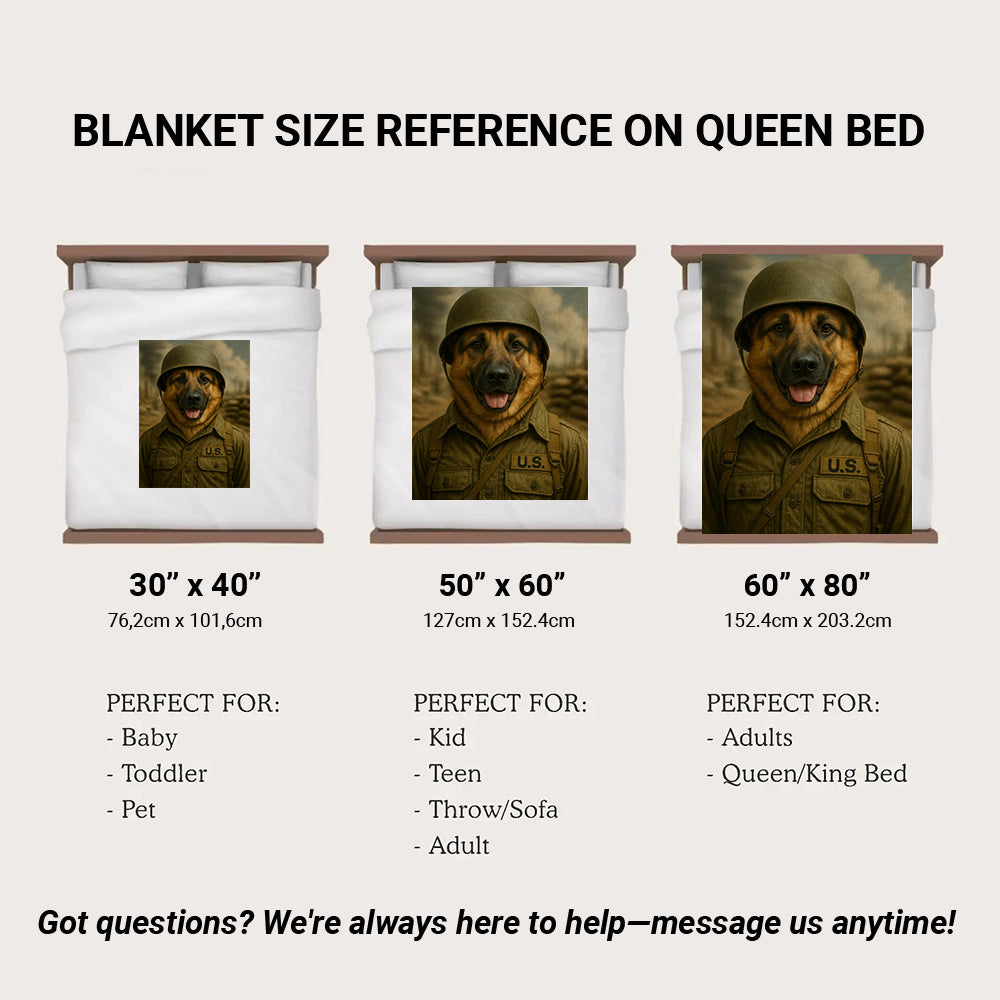 Custom Photo Military Dog BlanketGift For Dog Lovers