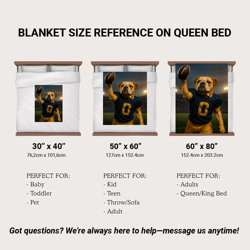 Custom Photo Football Player BlanketGift For Dog Lovers