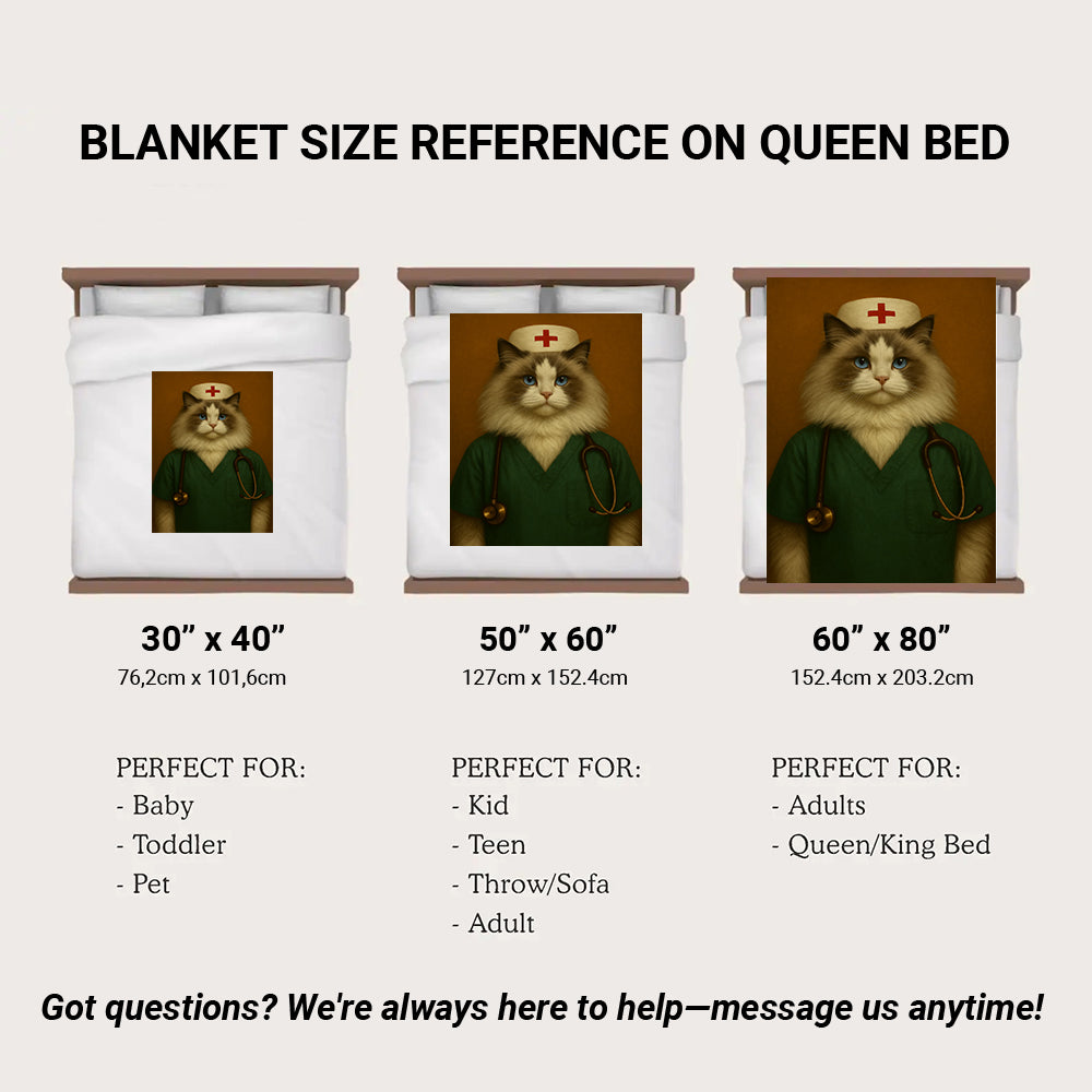 Custom Photo Nurse Cat Blanket Gift For Cat Lovers