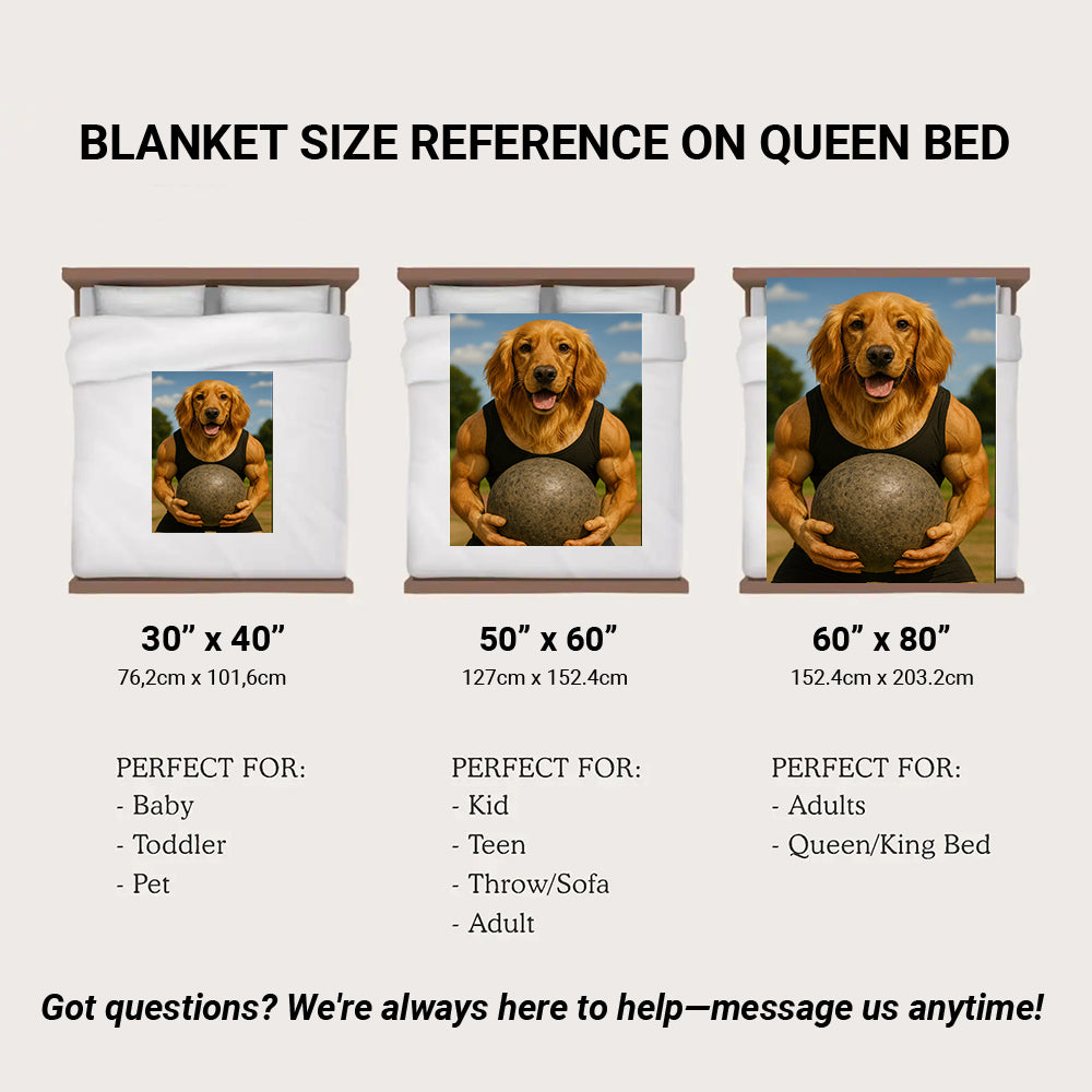 Custom Photo Strongman Dog BlanketGift For Dog Lovers