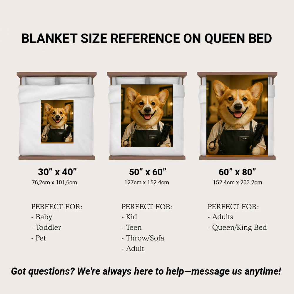 Custom Photo Hair Stylist Dog BlanketGift For Dog Lovers