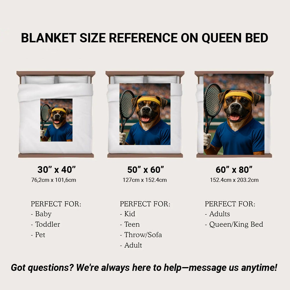 Custom Photo Tennis Player Dog BlanketGift For Dog Lovers