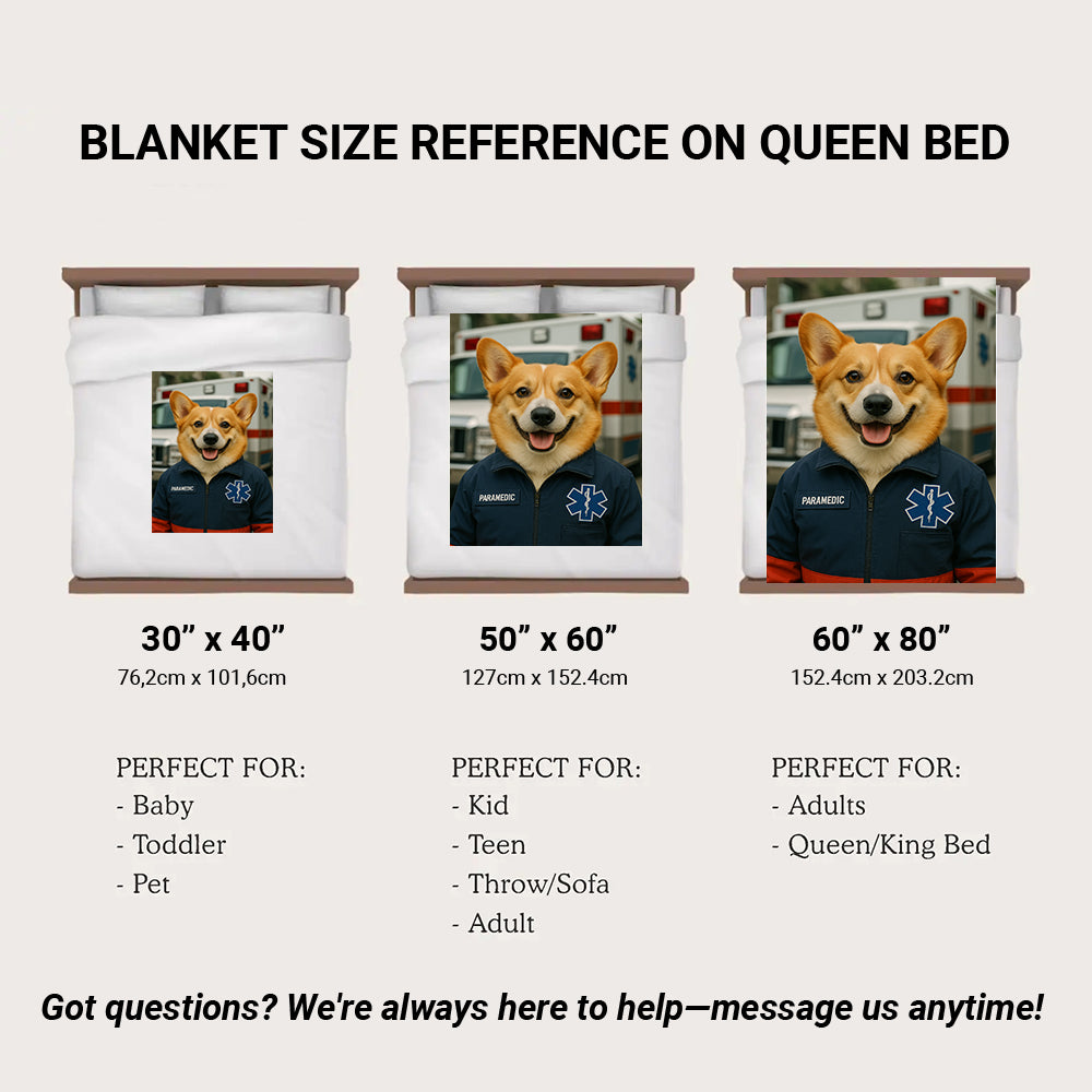 Custom Photo Paramedic Emt Dog BlanketGift For Dog Lovers
