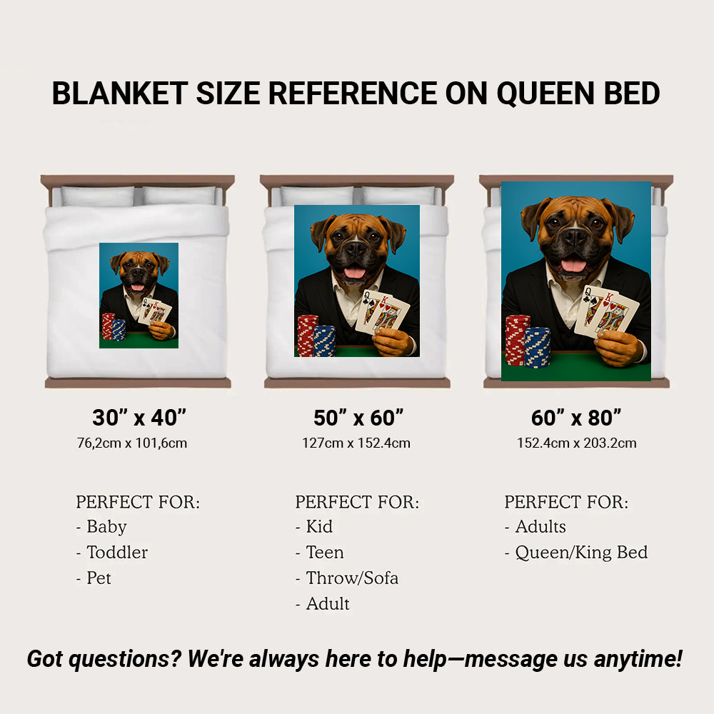 Custom Photo Poker Player Dog BlanketGift For Dog Lovers