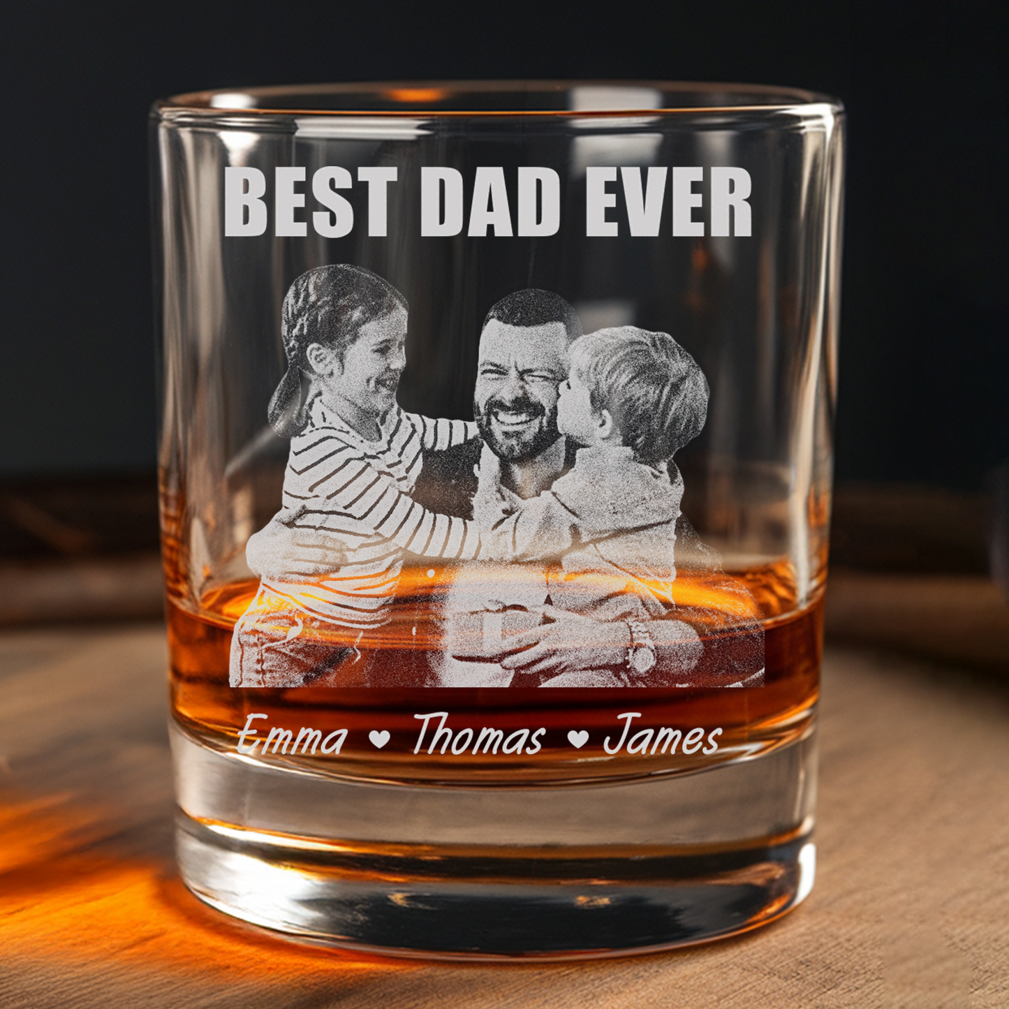 Personalized Whiskey Decanter with Photo, Engraved Bourbon Bottle, Custom Father's Day Gift for Dad, Best Dad Ever
