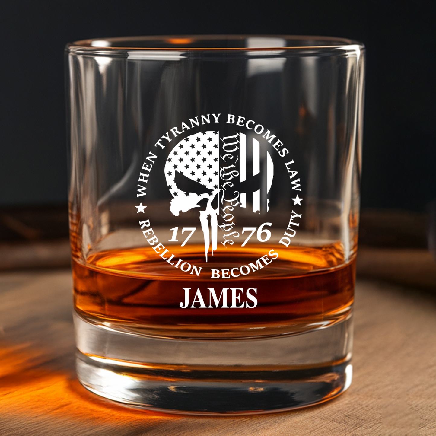 Personalized When Tyranny Becomes Law Rebellion Become Duty Decanter and Glasses Set, Patriotic Gift for Veterans, Gift For Independence Day TND095