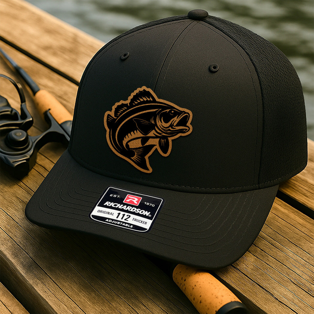 Custom Fishing Trucker Hat – Personalized Laether PatchGift for Fishermen, Dads THUC99MF28