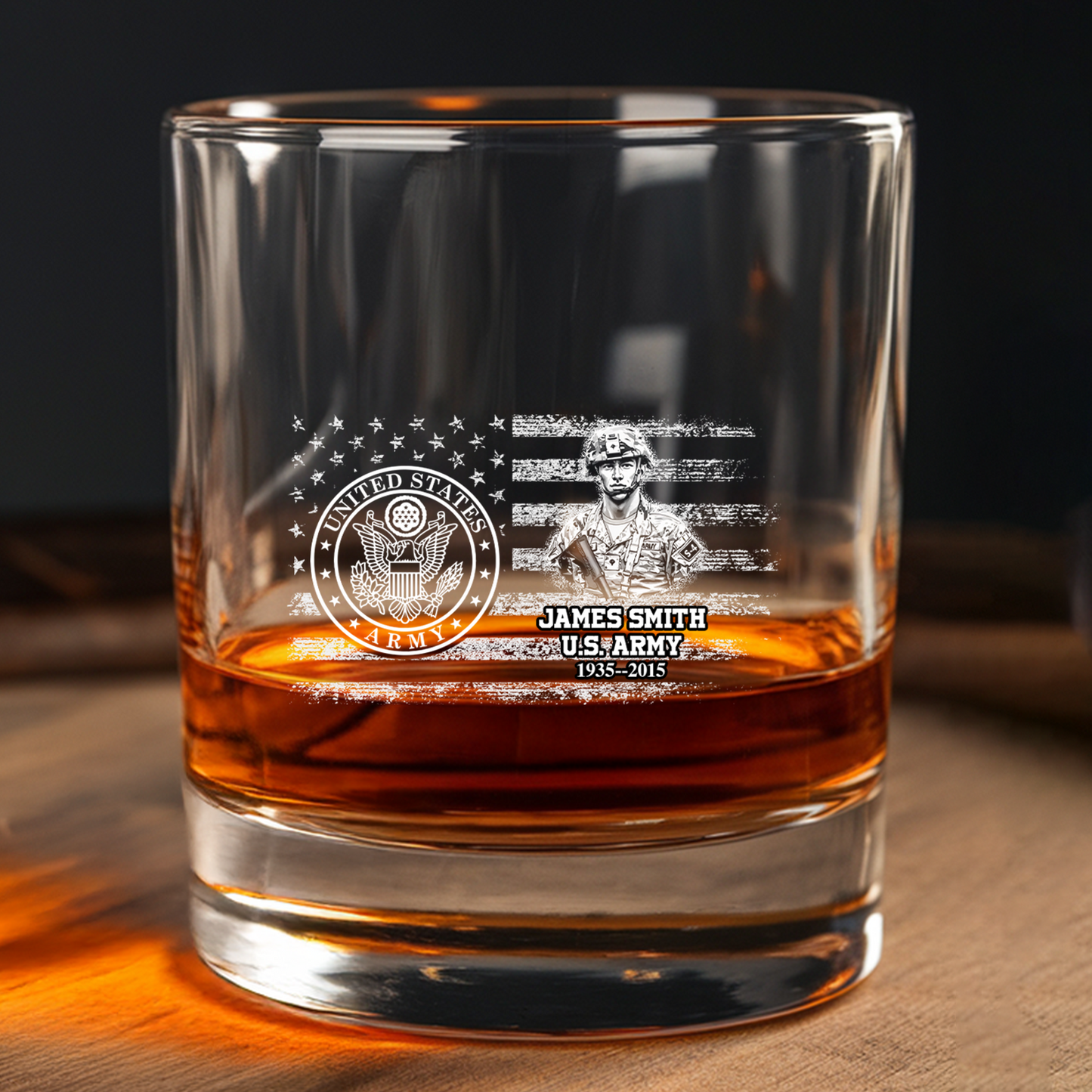 Custom Design Veteran Decanter With Whiskey Set, Military Soldier Gift, Patriotic Gift for Veterans, Gift For Independence Day, Veteran Whiskey Glass TND098
