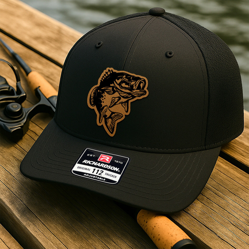 Custom Fishing Cap with Leather Patch – Personalized Gift for Father, Grandpa, or Fisherman THUC99MF36